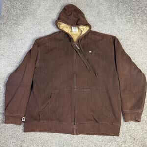 AND1 Hoodie Mens XL Brown Full Zip Lined Fleece Hooded Pockets Logo Winter